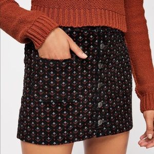Free People Joanie Cord Skirt Black Combo Size 27